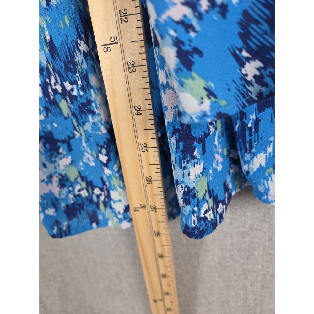 Style & Co Blouse‎ 2X Pleated V Neck Ruffle Sleeve Tunic Floral Blue Boho Flowy - Picture 6 of 11
